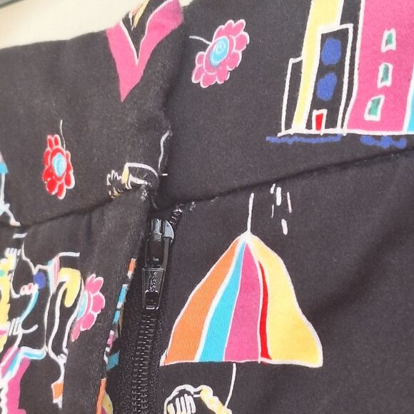 ATTYRE NY Colorful Skort 8P Black with Brite Multi Retro Fun City Ladies Print - Picture 11 of 16